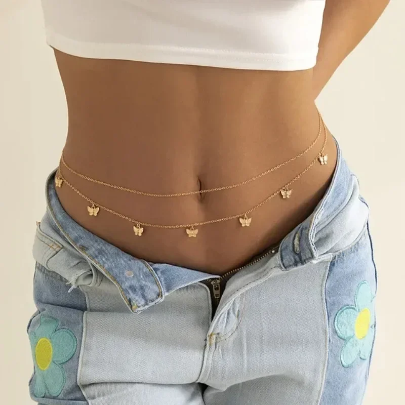 Body Jewelry - 女性用バタフライチェーン,セクシーなベリーベルト,ボディジュエリー,ビーチアクセサリー,ウエストビーズ,新しい夏の魅力