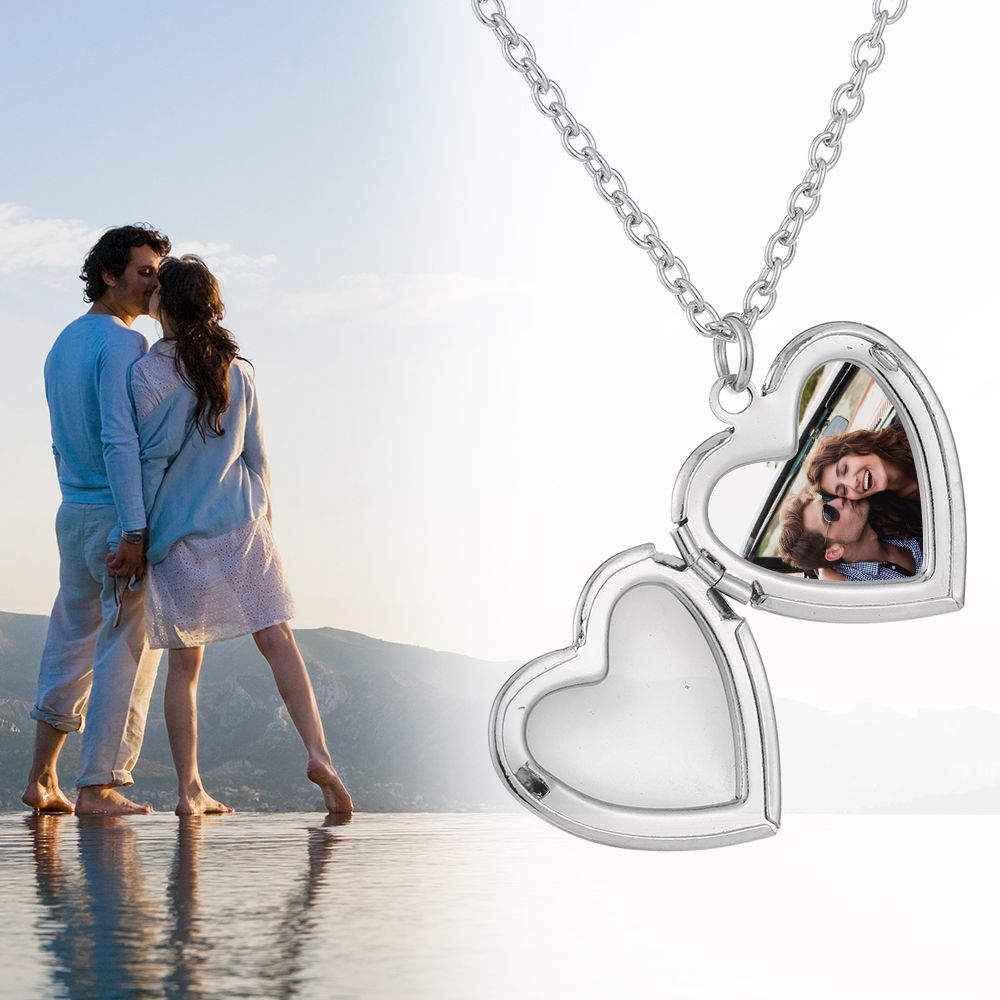 Heart Locket Necklace Photo - 恋人、ファッション愛好家、友人、ジュエリー、チェーン、永遠に、そしていつも、ハート型の写真入りロケット