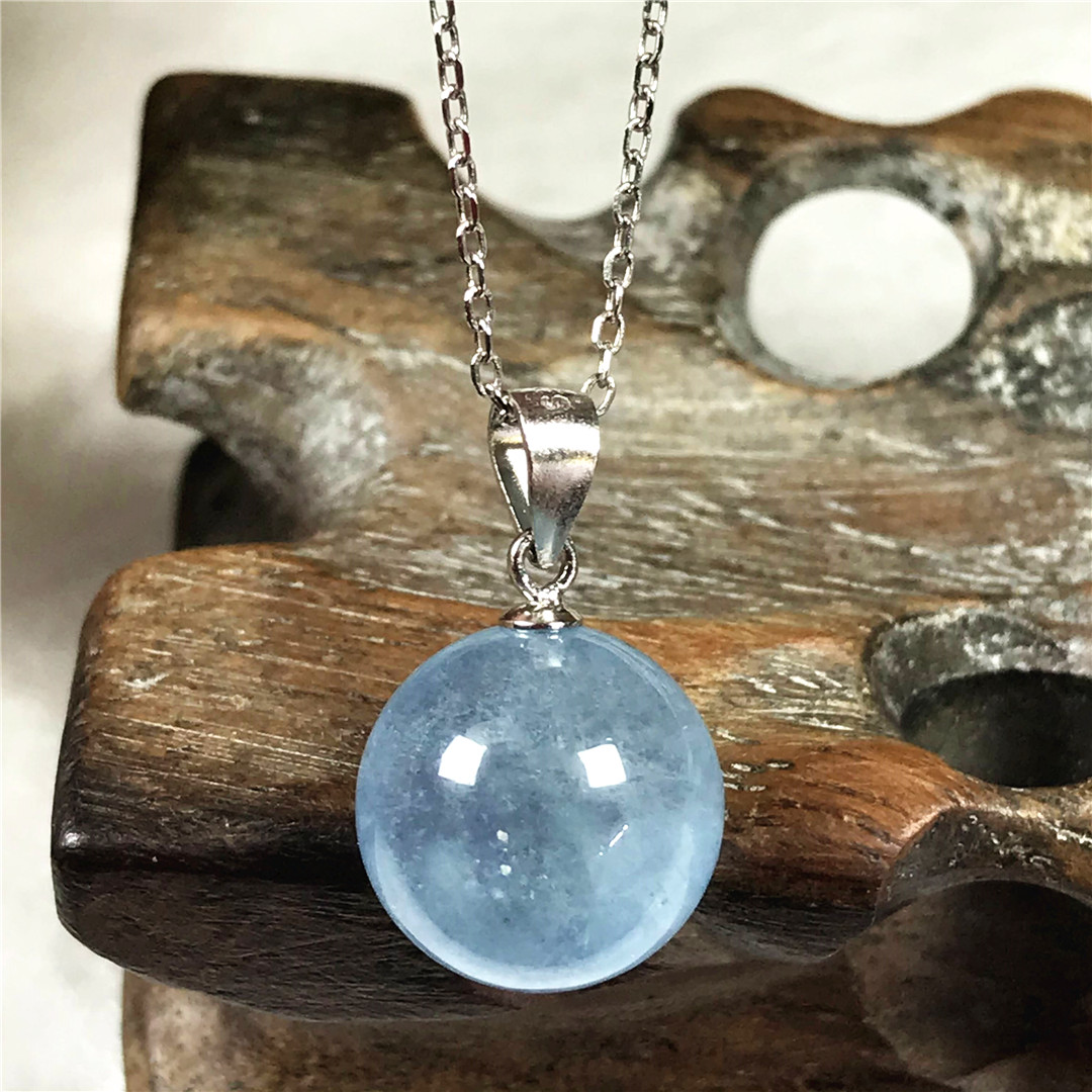 女性と男性のための天然ブルーアアマリンペンダント,ネックレス - 925 Sterling Silver Chain Necklace Men のレビューと価格