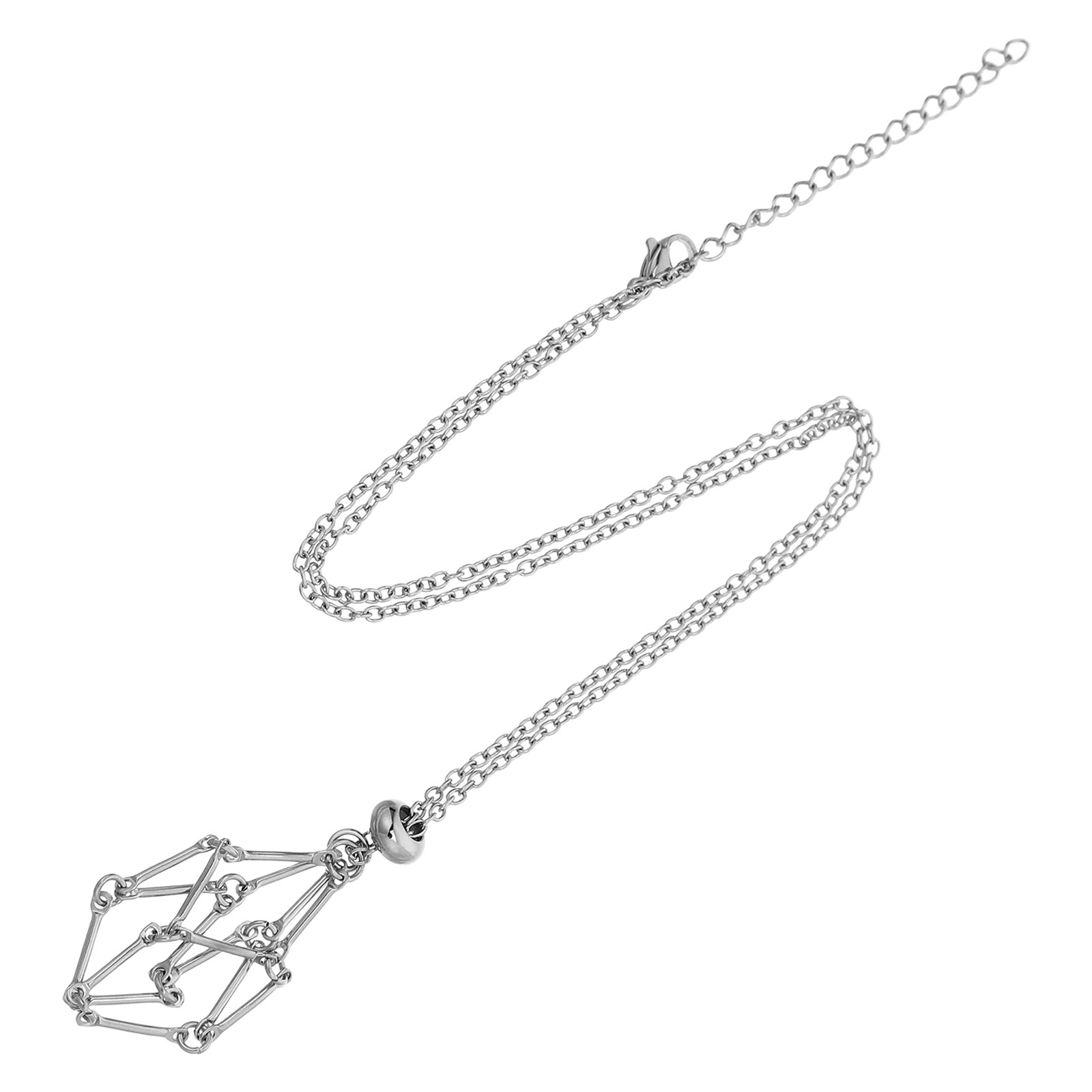 ステンレス製クリスタルケージネックレス。魚網のデザインで、不 - Crystal Pendant Necklace Natural Stone のレビューと価格