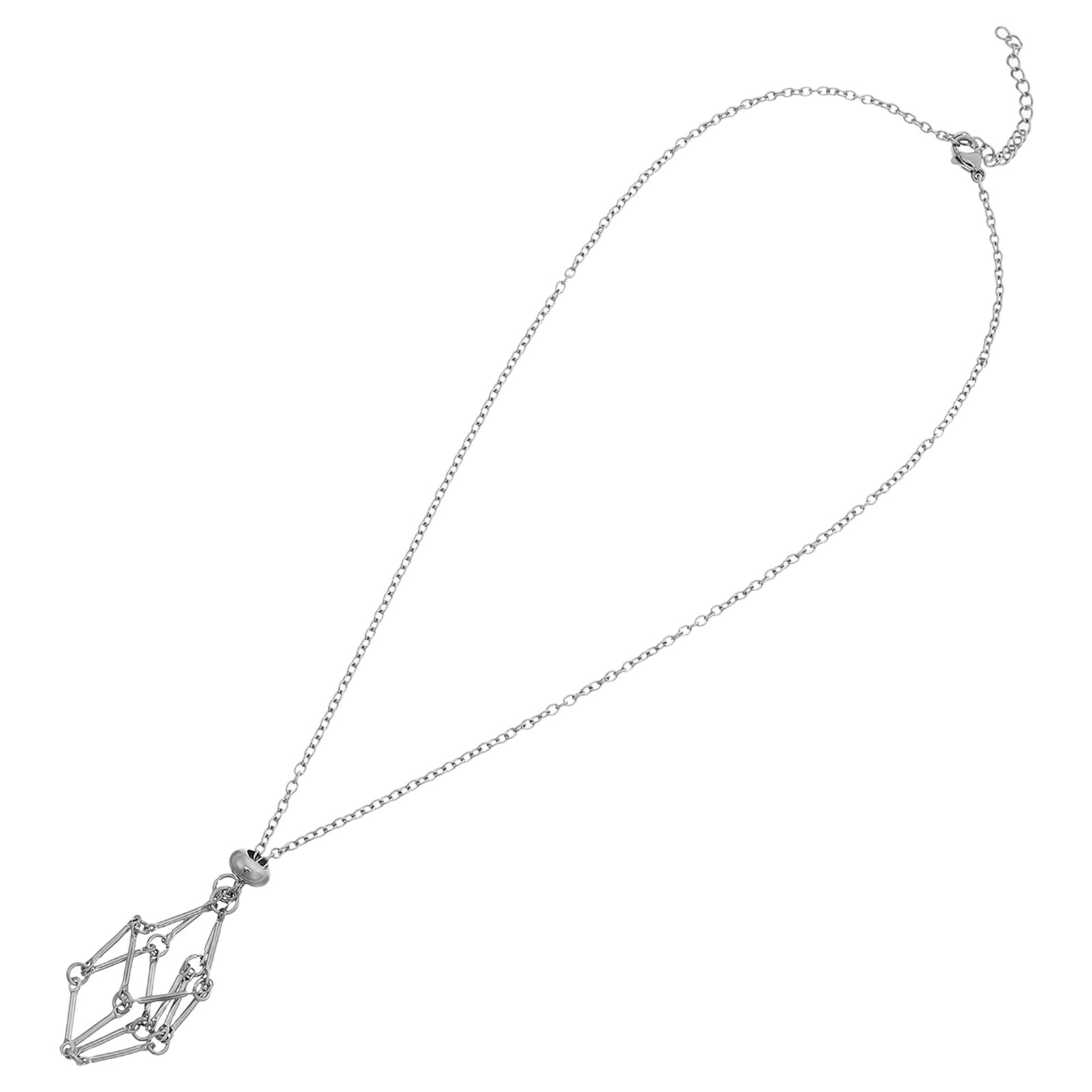 ステンレス製クリスタルケージネックレス。魚網のデザインで、不 - Crystal Pendant Necklace Natural Stone のレビューと価格