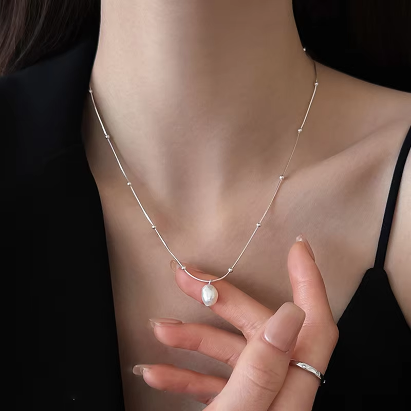 淡水真珠のペンダントネックレス。女性向け。シルバーチェーンを - Pearl Choker Necklace Vintage のレビューと価格