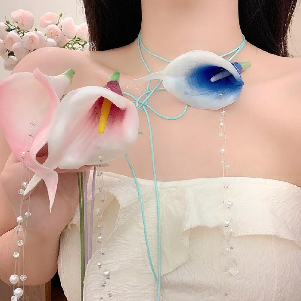 ファッション誇張オランダカイウユリビーズペンダントヴィンテー - Pearl Choker Necklace Vintage のレビューと価格