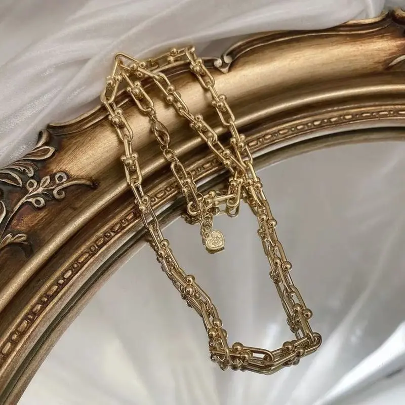 フレンチレトロリンクチェーン天然淡水真珠ペンダントネックレス - Pearl Choker Necklace Vintage のレビューと価格