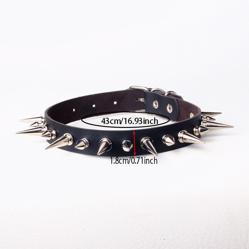 パンク風、長めのスパイクチョーカー、フェイクレザーの襟、男女 - Goth Punk Spike Choker のレビューと価格