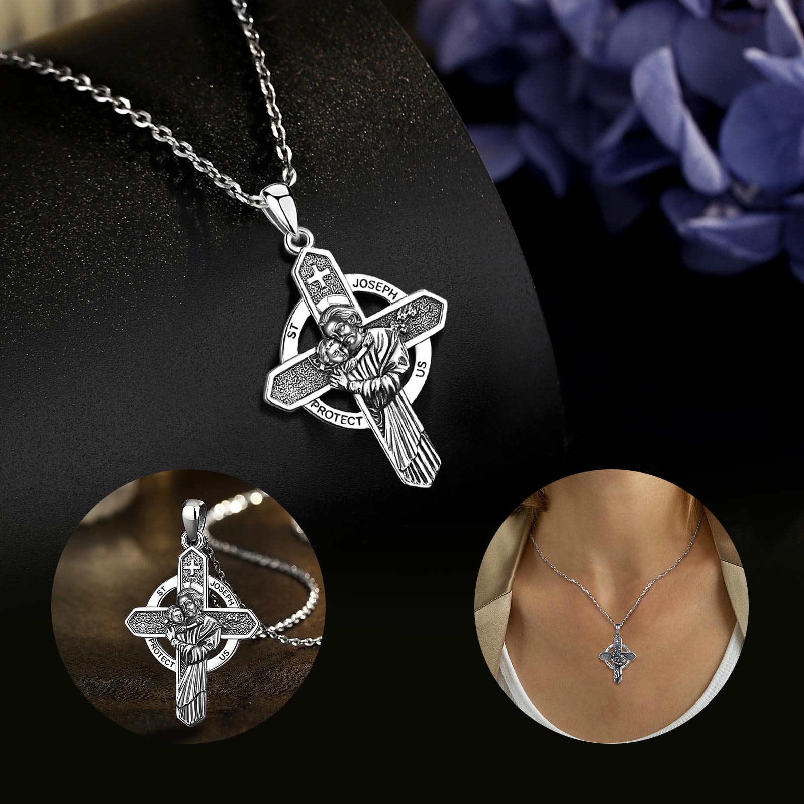ユードラ 925 スターリングシルバー 聖ヨセフネックレス  - 925 Sterling Silver Chain Necklace Men のレビューと価格