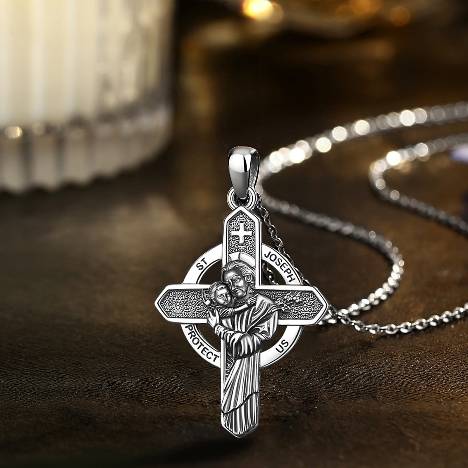 ユードラ 925 スターリングシルバー 聖ヨセフネックレス  - 925 Sterling Silver Chain Necklace Men のレビューと価格