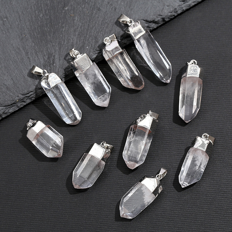天然クリアクォーツクリスタルペンダント、電気メッキ研磨済み原 - Crystal Pendant Necklace Natural Stone のレビューと価格