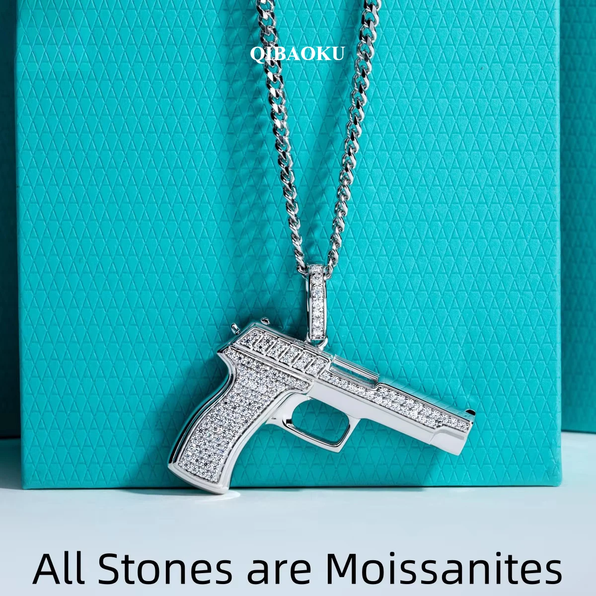 FCGJHW モアッサナイト製ガンペンダント、エッジの効いた - 925 Sterling Silver Chain Necklace Men のレビューと価格