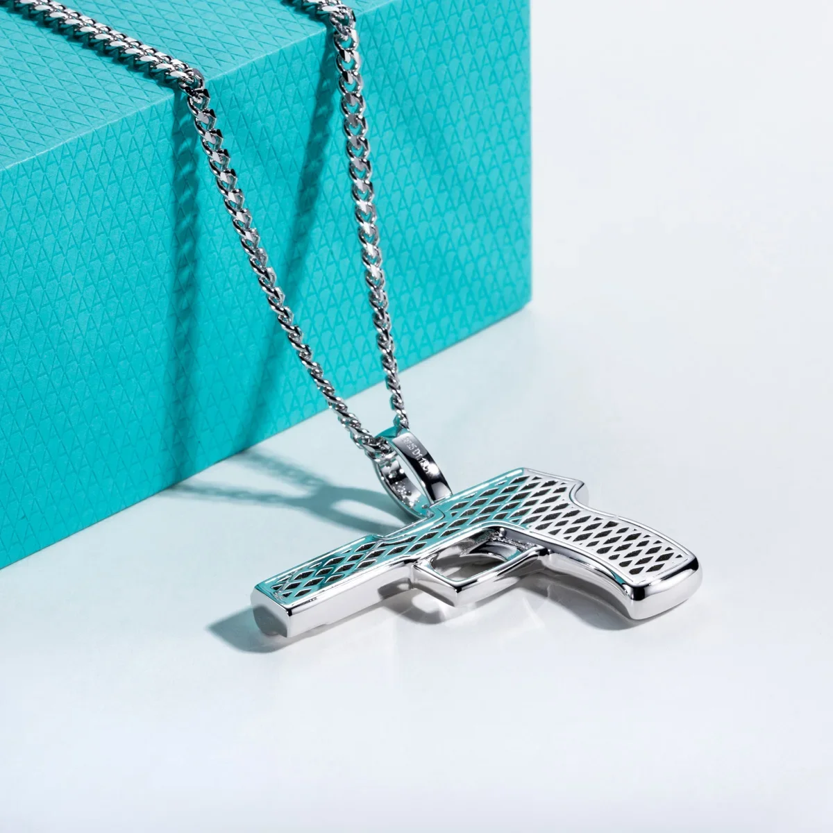 FCGJHW モアッサナイト製ガンペンダント、エッジの効いた - 925 Sterling Silver Chain Necklace Men のレビューと価格