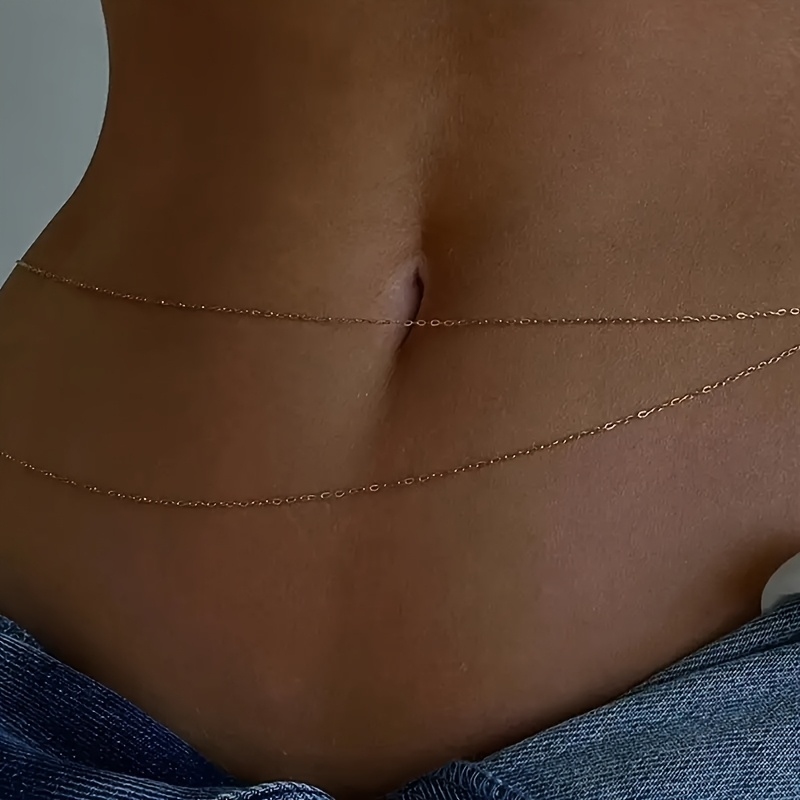 1ダブルレイヤーゴールドメタルウエストチェーンベルト - 女 - Body Jewelry のレビューと価格